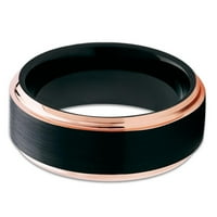 Rose Gold Tungsten Carbide Wedding Bend Black brušeni stepen ivica udobnost FIT prsten 10