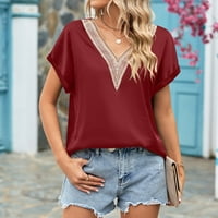 Košulje za žene Dressy Casual Scroeve V izrez Ljetni patchwork top bluza Modna plaža Klasični Y2K Soft Basic Ljetni vrhovi za žene Slatke vrhove