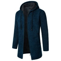 Lilgiuy Muška boja dugačka kapuljača za pletenje plišano i zgušnjavanje modnih punih boja džemper kaput