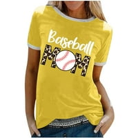 TKLPEHG majice kratkih rukava za žensko čišćenje Crew Crt Majica Modna bejzbol mama Ispis Grafički lagani