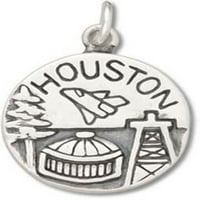 Sterling Silver 24 Unise bo lančani grad Houston Space City Dvostrana privjeska ogrlica