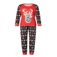 Božićna porodična pidžama Podudarni set, dugih rukava jelena za ispis majica sa pantalonama snijega