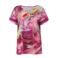 Bluze za žene Ljeto modni modni V-izrez Šuplje majice kratkih rukava T-majice 5xl
