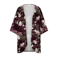 Dyegold Ženska plaža Kimono CoverUp Sheer Chiffon Poklopac Ležerne prilike Labavi rukavi Cvjetni otvoreni