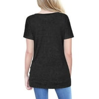 Ženski vrhovi kratkih rukava kratka rukava majica s kratkim rukavima Ležerne prilike labave meke tučke modne bluze s crnim