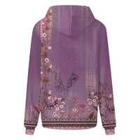 Penskeiy dukseve za žene Ženska modna ispisana džep dugih rukava Bluza Ležerne prilike Dupke Dupke Dugme Dugme Dupke Purple Y2K odjeća