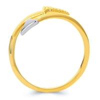 Welingsile Dame Solid 14K žuti zlatni polirani CZ CUBIC Zirconia desni prsten za prsten - Veličina 5