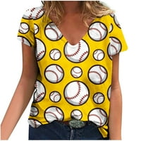 Žene za bejzbol tiskanje Vrući kratkih rukava Casual bluza Novel grafički tunik Ljetne majice Slatka