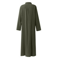 Ženske oblače V-izrez Casual Solid Maxi Ljetna haljina s dugim rukavima vojska zelena l