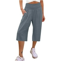 Fartey gromobrane danas ženske pamučne pamučne pantalone pamučne hlače od labavih elastičnih hlače sa visokim strukom sa dnevnim boravke iz džepova odmora