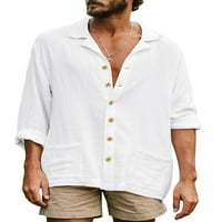 Thaisu Muška majica s dugim rukavima, labavi kasutni gumb prema donjim vrhovima s džepovima Spring odjeća