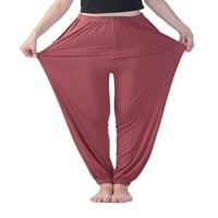 Ženske harem hlače od pune boje casual ugodne labave pantalone sa džepovima rastezljive plus veličine