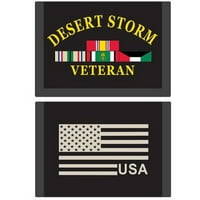 Olujni novčanik - Desert Storm veteran USA zastava - vezeni logo Trgoviti trifold najlon novčanik -