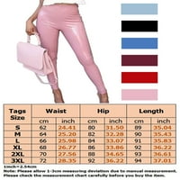 Avamo žene Fau kožne hlače Tummy Control Yoga Pant visoke struk gamaše Stretnje pantalone meka večernja ružičasta L