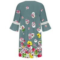 Ljetne haljine za žensko odijelo za etničko stil čipke V izrez Tri četvrtine rukava ljuljačka haljina