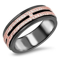 Rose Gold-Tone Clear CZ Spinner vjenčani prsten sterling srebrni crni pojas bijela ženska veličina 6