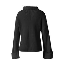 Tosmy džemperi za žene Ženska moda Visoko vrat Čvrsti pulover Plint džemper sa Split Hem Bell rukavi