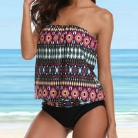 Dot suktni set za žene Slim Cross BRA Vintage Print Plach Beach odjeća Swim Tankini Bandeau zavoj bikini