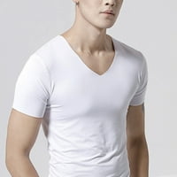 Xiaobai Muška majica Anti-Shrink V izrez Tanki poliester Muška ljetna fitnes majica za teretanu