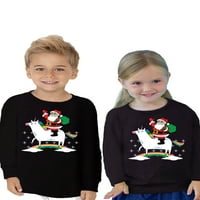 Awkward Styles ružna božićna majica s dugim rukavima za dječake Djevojke Toddler Little Xmas Cat Džep