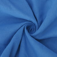 WAVSUF haljine za žene plus veličine ljeto i pamučni pamučni posteljina čvrsti džepovi Maxi caljevina plava haljina s