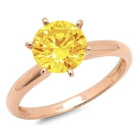 0. CT sjajan okrugli rez Clear Simulirani dijamant 18k ružičasto zlato pasijans prsten sz 3.5