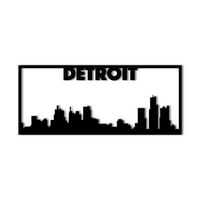 Detroit City Skyline Pejzaž - prekrasan čvrsti čelični ukrasni ukrasni znak metala metala