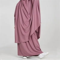 Ženska casual solid robe abaya arapska kaftan ogrtač dvodijelni ogrtač ljubičasta jedna veličina