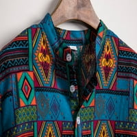 Polo košulje za muške etničke kratkih rukava Ležerne prilike, pamučna posteljina tiskara havajska bluza