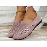 Daeful Women Flats Neklizajuće casual cipele Comfort tenisice Yoga cvjetni izvezeni klizanje na šetnji
