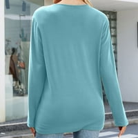 Ženske dugih rukava V-izrez Tuntic The Casual majica Basic bluza Jednobojna labava pulover Tee majica