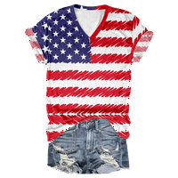 Američke majice zastava za žensku patriotsku majicu 4. jula Tee vrhovi V-izrez Summer Majica kratkih