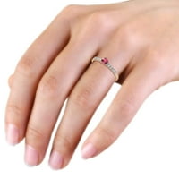Rhodolite Garnet i dijamantni zaručni prsten 1. CT TW u 14K Rose Gold.Size 9.0