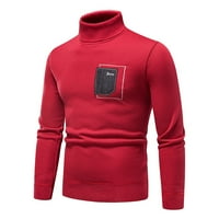 Hanas muški džemper džemper s visokim vratom Čvrsta boja tanka džemper crveni xxxxl