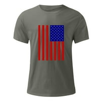 Dan neovisnosti tiskani majica kratkih rukava za muškarce Crew izrez američke zastave Ljetni na otvorenom