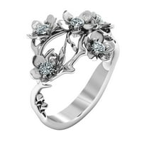 Xinqinghao modni cvjetni srebrni prsten bijeli safiri angažovački nakit za žene e