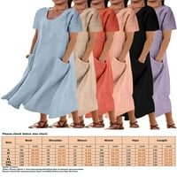 Luxplum ženske maxi haljine kratki rukav duga haljina od pune boje ljeto plaža sandress kaftan boemska