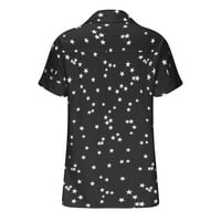 Caveitl vrhovi za žene, ženske modne tiskane s dugim rukavima za okrišne bluze za bluze Crno, XL