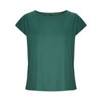 Ženske bluze s kratkim rukavima pamučna posteljina majica Ležerne prilike sa otvorenim okruglim ovratnikom