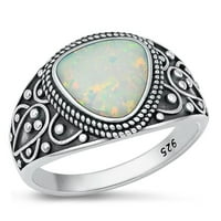 Vaša boja bijeli simulirani opal bali koktel prsten sterling srebrni bend CZ ženski veličine 9