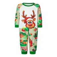 Binpure Božićna porodica Pajamas Podudarni set Elk Print dugih rukava i božićne čarape Print Hlače za
