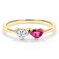 Gem Stone King 18K žuti pozlaćeni srebrni ružičasti Pink kreirao je safirni prsten sa moissineom