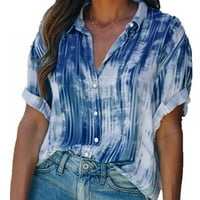Ljetna ženska odjeća V-izrečena gumba za tiskane šifonske košulje casual i udobna majica s kratkim rukavima