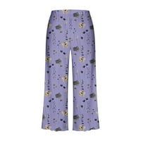 Ženska Plus size Dvodijelni pidžami setovi cvjetni print kratkih rukava Crewneck vrhovi i kapri hlače