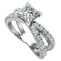 Princess Cut Diamond Angažman prstenovi 18k Zlatni Split Sliend Style Cross Shank 1. CT TW 18K bijelo