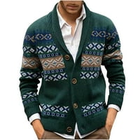 Muški dugi rukav mekani kardigan u ležernim rukavima V-izrez Pleteni džemperi Grete Green veličine 2xl