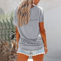 Ženske majice Žene casual okruglih vrata kratkih rukava majica tiskana ljetna majica Tunic Top Grey