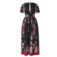 Zermoge Ljetne haljine za žensko odobrenje plus veličine modne žene leptir tiskani s kratkim rukavima