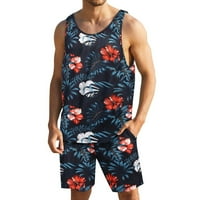 Puawkoer Muškarci Ležerne prilike Cvjetni tenkovi Havajski kratki odijelo Plaža Tropska odjeća Kratki