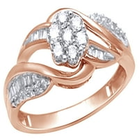 Bijeli prirodni dijamantski klaster bypass prsten u 10k ružičastog zlata